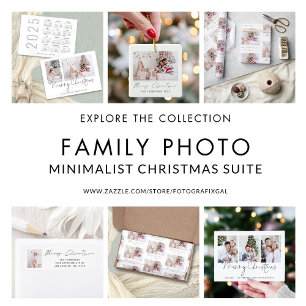 Family Photo Name Script Pattern Merry Christmas Wrapping Paper