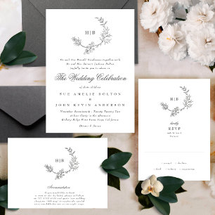 Beautiful Floral Monogram Budget Sketched Wedding Flyer