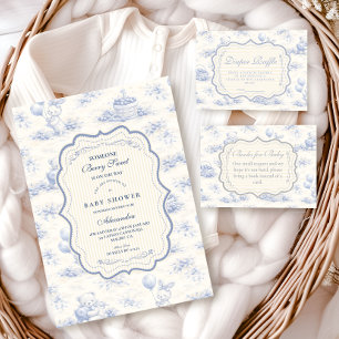 Blue Bow Blueberry Garden Baby Shower Invitation