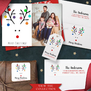 Modern Holiday Whimsical Masked Reindeer Christmas