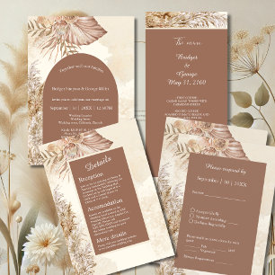 Modern Boho Neutral arch Wedding  Invitation