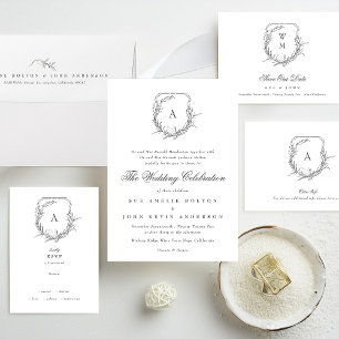 classic botanical floral monogram crest Budget Flyer