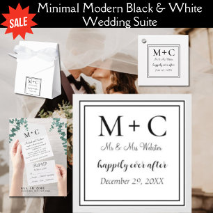 Modern Minimalist Initials Wedding  Napkin