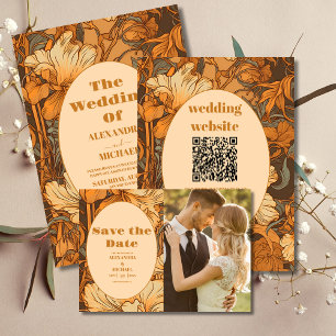 Photo Gold Floral Art Nouveau Wedding Save The Date