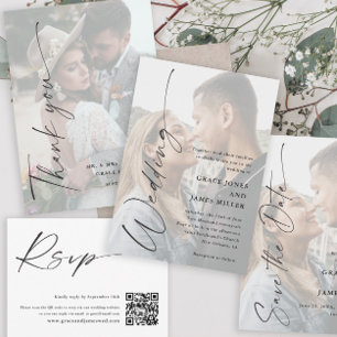 Modern Elegant Script Photo Wedding Invitation