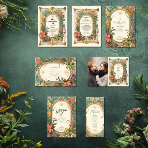 Vintage Floral Art Nouveau Wedding Invitation