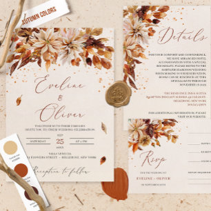 Autumn Flowers Orange Marigold We Still Do Vow Invitation