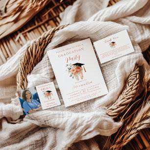 Soft Floral Tooth Graduation Party Invitation