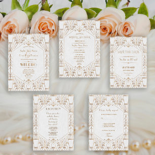 Royal Gold White Great Gatsby 1920s Wedding Invitation