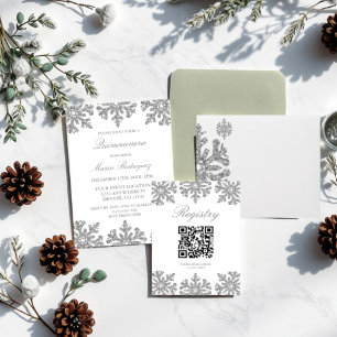 Silver Snowflake Winter Quinceanera Invitation