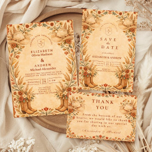 Rustic Western Cowgirl Garden Wedding Invitation