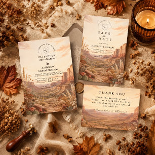 Elegant Fall Western Wedding Thank You Card