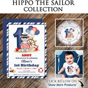 Nautical Sailor 2nd 3rd Birthday Boat Party Invitation