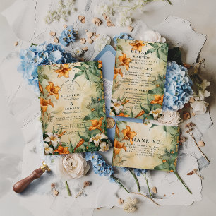 Antique Botanical Floral Wedding Invitation