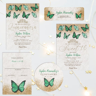 Elegant Rustic Vintage Green Gold RSVP Card