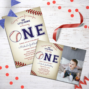 Baseball First Birthday Party Invitation