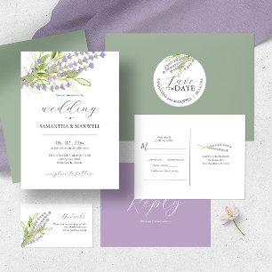 Wedding Invitations Floral Watercolor Lavender