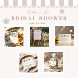 Elegant floral bee bridal shower invitation