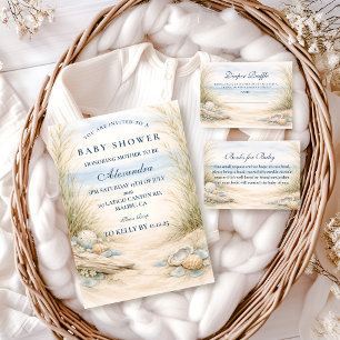Soft Blue Coastal Baby Shower Invitation