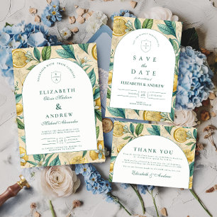 Mediterranean Lemon Garden Wedding Invitation