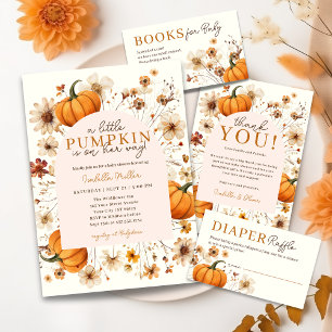 A Little Pumpkin Autumn Fall Floral Baby Shower Invitation