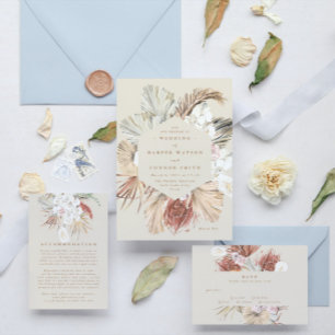 Budget Cream Pampas Dried Floral Jungle Wedding Flyer