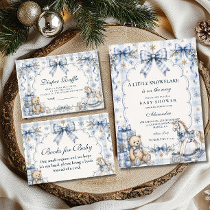 Preppy Blue Snowflake Baby Shower Invitation