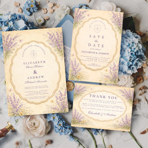 Vintage Lavender Garden Wedding Save The Date