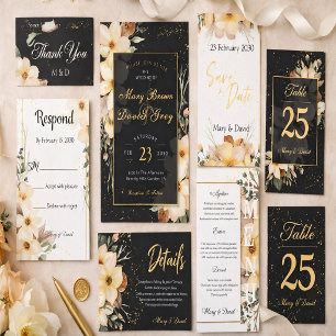 Elegant Golden Bloom Wedding Invitation