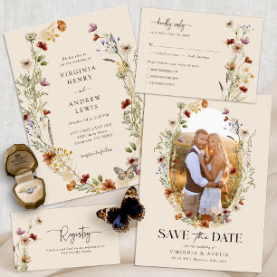 Boho Floral All-In-One Wedding Invitations