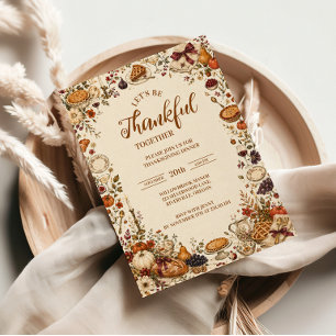 Charming Whimsical Thanksgiving Feast Paper Plate