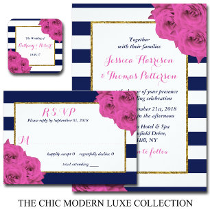 The Chic Modern Luxe Wedding Collection Pink Roses Invitation