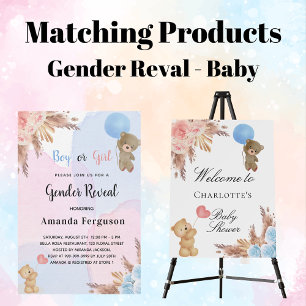 Budget gender reveal pampas grass teddy bear