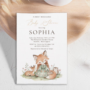 Sweet Woodland Fox Baby Shower Sticker