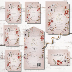 Romantic Rose Pink Floral Wedding Save The Date