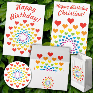 Colourful Rainbow of Hearts  Envelopes