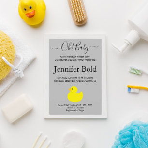Yellow Rubber Duck Baby Shower Bingo Card