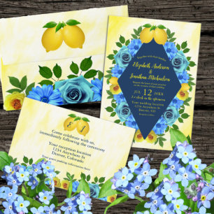 Sunny Lemon Floral Wedding Invitation