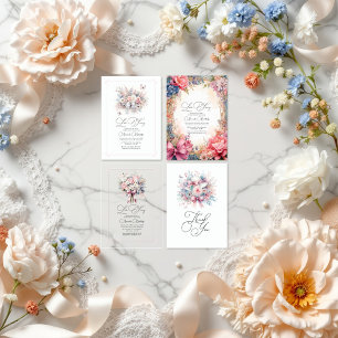 Elegant Pastel Floral Bow Love Fancy Bridal Shower Invitation