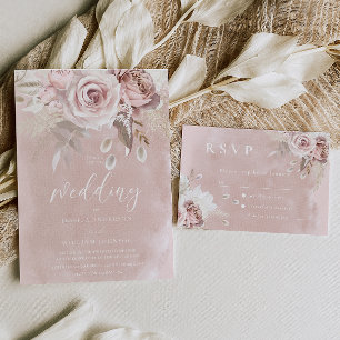 Blush Watercolor Pink Rose Gold Wedding
