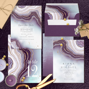 Crystal Agate Wedding Table Number Amethyst ID825