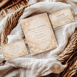 Champagne Crescent Moon Bridal Shower Invitation