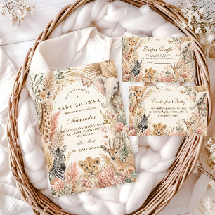 Whimsical Boho Safari Girl Baby Shower Invitation