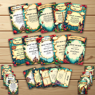 Once Upon A Time Woodland Castle Fairytale Wedding Invitation