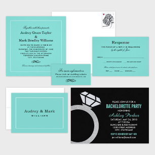 Elegant Aqua Blue Wedding Monogram Return Address Label