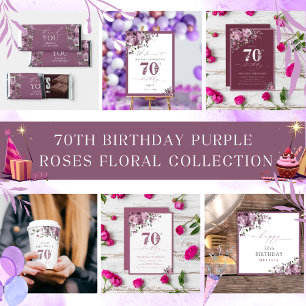 Elegant Purple Flowers Any Age Birthday Classic Round Sticker