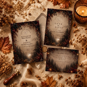 Elegant Dark Autumn Wedding Save The Date