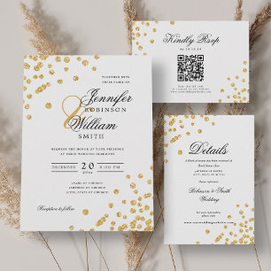 Wedding Elegant Romanic Script Gold Confetti  Acrylic Invitations
