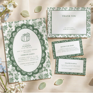 Chinoiserie Green Toile Diaper Raffle Enclosure Card