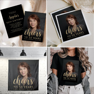 50th Birthday Party Photo Cheers Napkin